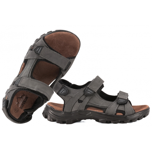SUPERUN 6480 SKÓRZANE SANDAŁY MĘSKIE LETNIE SOFT PU c.szary