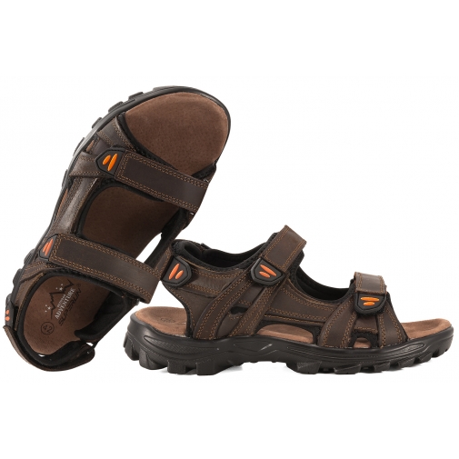 SUPERUN 6480 SKÓRZANE SANDAŁY MĘSKIE LETNIE SOFT PU brązowe