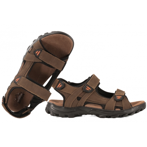 SUPERUN 6666 SKÓRZANE SANDAŁY MĘSKIE NADWYMIAR SOFT PU brąz