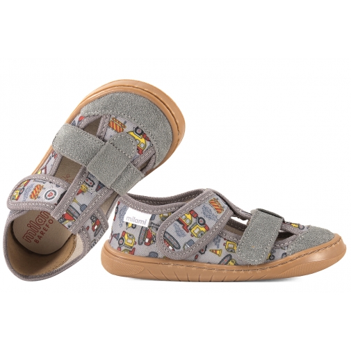 MILAMI BF10C-BR-32 BAREFOOT TEKSTYLNO-SKÓRZANE PÓŁBUTY SANDAŁY DOMOWE KAPCIE