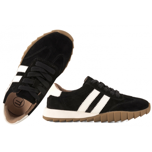 FILIPPO DP7534 PÓŁBUTY SKÓRZANE DAMSKIE SPORTOWE SNEAKERSY ZAMSZOWE czarne
