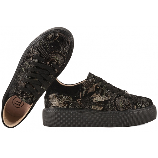 FILIPPO DP6119 SKÓRZANE PÓŁBUTY DAMSKIE SNEAKERSY ZAMSZOWE NA PLATFORMIE kwiaty