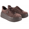 FILIPPO DP6246 SKÓRZANE PÓŁBUTY DAMSKIE SNEAKERSY ZAMSZOWE NA PLATFORMIE brąz