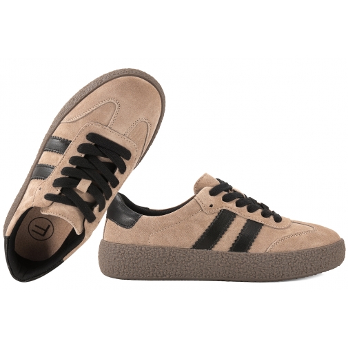 FILIPPO DP7958 SKÓRZANE PÓŁBUTY DAMSKIE SPORTOWE SNEAKERSY ZAMSZOWE beż