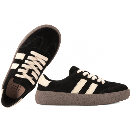 FILIPPO DP7958 SKÓRZANE PÓŁBUTY DAMSKIE SPORTOWE SNEAKERSY ZAMSZOWE czarne