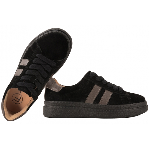 FILIPPO DP7981 SKÓRZANE PÓŁBUTY DAMSKIE SNEAKERSY NA PLATFORMIE ZAMSZOWE czarne