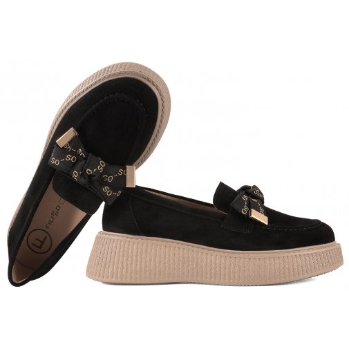 FILIPPO DP8293 PÓŁBUTY DAMSKIE MOKASYNY SKÓRZANE ZAMSZOWE czarne