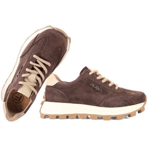FILIPPO DP7498 PÓŁBUTY DAMSKIE ZAMSZOWE SNEAKERSY NA PLATFORMIE SKÓRA brązowe