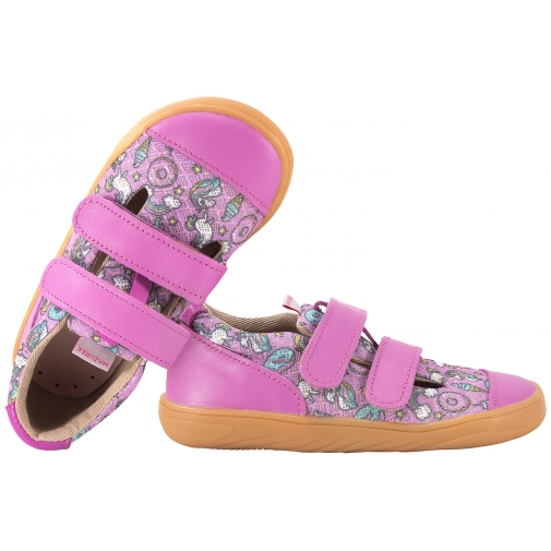 MAZUREK SLIPPER PRO CANDY BAREFOOT SKÓRZANO-TEKSTYLNE PÓŁBUTY DZIECIĘCE KAPCIE