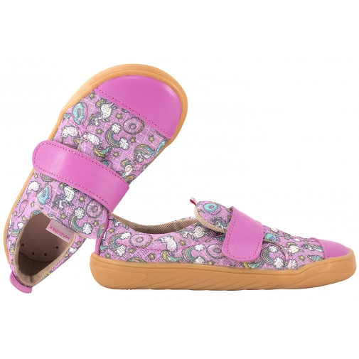 MAZUREK SOFTEX UNICORN BAREFOOT SKÓRZANO-TEKSTYLNE PÓŁBUTY DZIEWCZĘCE KAPCIE