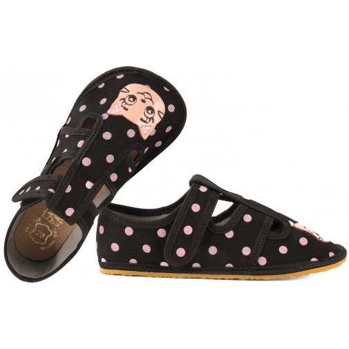 RAWEKS ZUZIA Z47 BAREFOOT TEKSTYLNE DZIEWCZĘCE DOMOWE KAPCIE skóra wkładka