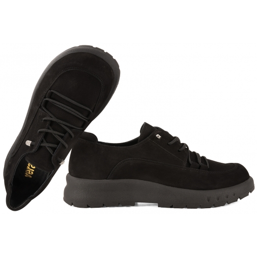 VERANO 014.EMK6047 SNEAKERSY PÓŁBUTY SKÓRZANE DAMSKIE CASUAL czarne