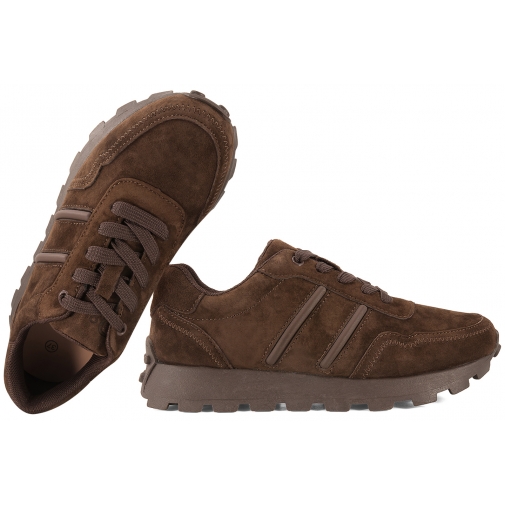 D&A S.BARSKI LR62-7101 SKÓRZANE PÓŁBUTY SPORTOWE DAMSKIE SNEAKERSY brązowe