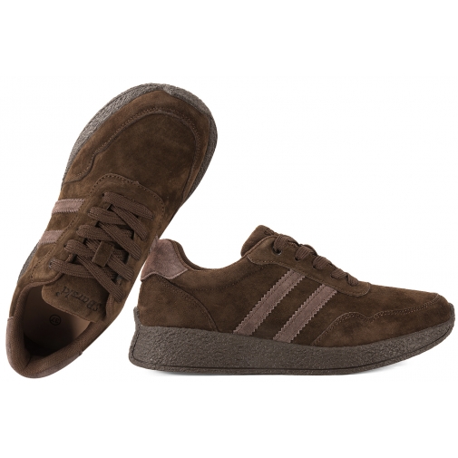 S.BARSKI LR62-7106 SKÓRZANE PÓŁBUTY SPORTOWE DAMSKIE SNEAKERSY brązowe