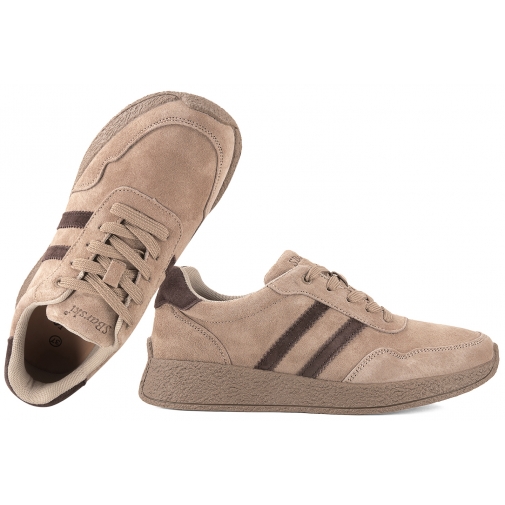 S.BARSKI LR62-7106 SKÓRZANE PÓŁBUTY SPORTOWE DAMSKIE SNEAKERSY beżowe