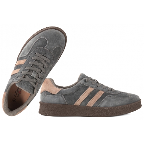 S.BARSKI LR62-7103 SKÓRZANE PÓŁBUTY SPORTOWE DAMSKIE SNEAKERSY grafitowe