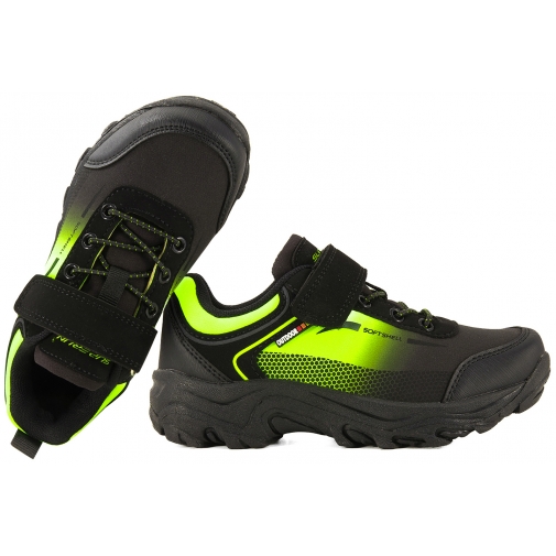 SUPERUN 7023 SOFTSHELL BUTY SPORTOWE TREKKINGOWE DZIECIĘCE czarny/limonka