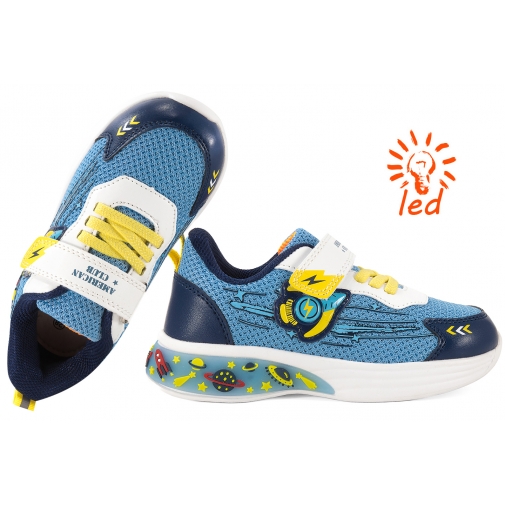 AMERICAN CLUB RL177 BUTY SPORTOWE SNEAKERSY CHŁOPIĘCE ŚWIECĄCE PODESZWY PU