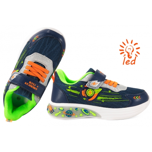 AMERICAN CLUB RL177 BUTY SPORTOWE SNEAKERSY CHŁOPIĘCE ŚWIECĄCE PODESZWY PU
