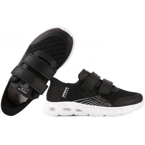 AMERICAN CLUB ES206 BUTY SPORTOWE SNEAKERSY DZIECIĘCE RZEPY PU czarne