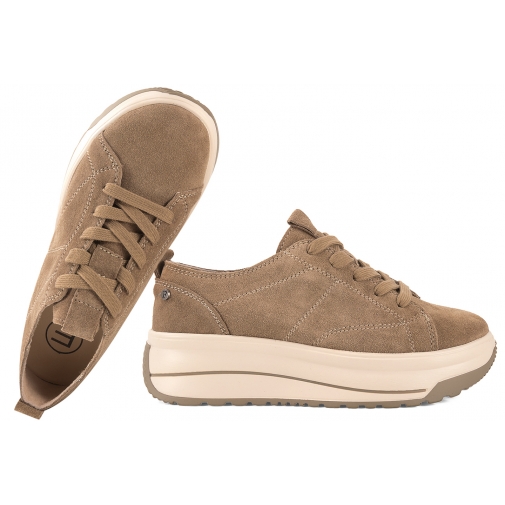 FILIPPO DP7959 ZAMSZOWE PÓŁBUTY DAMSKIE SNEAKERSY NA PLATFORMIE SKÓRZANE beż
