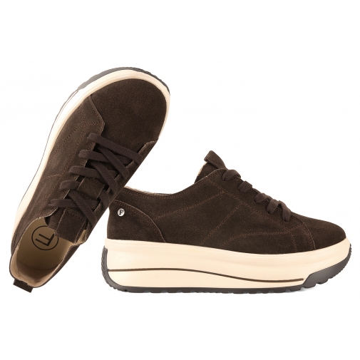 FILIPPO DP7959 ZAMSZOWE PÓŁBUTY DAMSKIE SNEAKERSY NA PLATFORMIE SKÓRZANE brąz