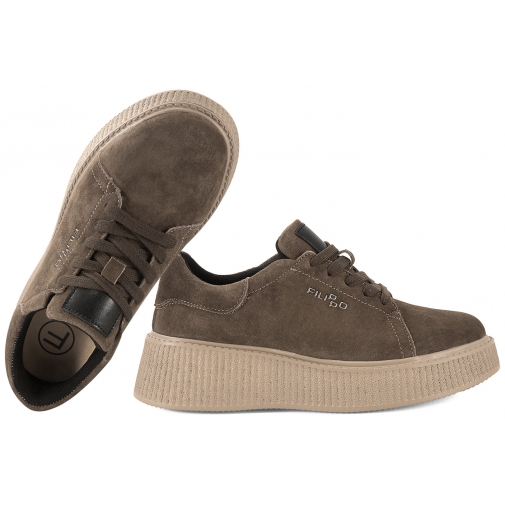 FILIPPO DP7982 PÓŁBUTY DAMSKIE SNEAKERSY NA PLATFORMIE SKÓRZANE brązowe