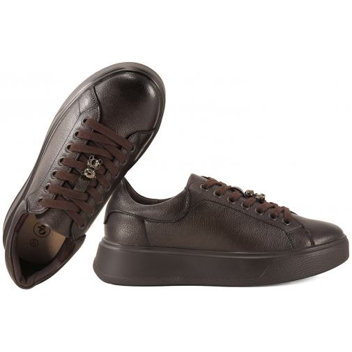 CAMBELL 26-19379CHO PÓŁBUTY SKÓRZANE DAMSKIE SNEAKERSY  NA PLATFORMIE brązowe
