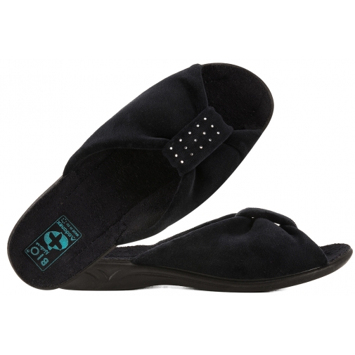 ADANEX 30447 TEKSTYLNE DOMOWE DAMSKIE KAPCIE PAPCIE KLAPKI BIO PU czarne