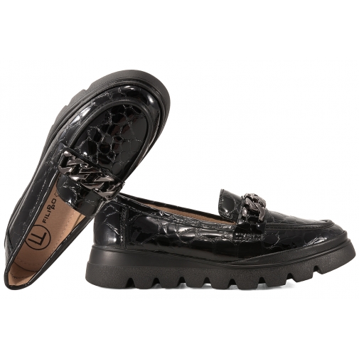 FILIPPO DP8004 MOKASYNY DAMSKIE PÓŁBUTY SKÓRZANE LAKIERKI czarne