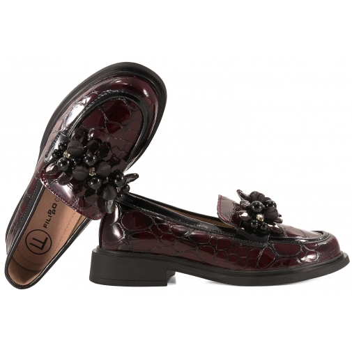 FILIPPO DP8279 MOKASYNY DAMSKIE PÓŁBUTY SKÓRZANE LAKIERKI bordo