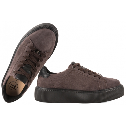 FILIPPO DP6119 SKÓRZANE PÓŁBUTY DAMSKIE SNEAKERSY ZAMSZOWE NA PLATFORMIE c.brąz