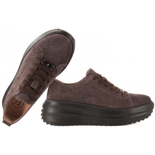 FILIPPO DP8339 SKÓRZANE PÓŁBUTY DAMSKIE SNEAKERSY ZAMSZOWE NA PLATFORMIE c.brąz
