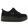 FILIPPO DP8271 SKÓRZANE PÓŁBUTY DAMSKIE SNEAKERSY ZAMSZOWE NA PLATFORMIE czarne