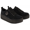 FILIPPO DP8271 SKÓRZANE PÓŁBUTY DAMSKIE SNEAKERSY ZAMSZOWE NA PLATFORMIE czarne