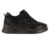 FILIPPO DP8097 SKÓRZANE PÓŁBUTY DAMSKIE SNEAKERSY ZAMSZOWE KOTURN NA PLATFORMIE czarne