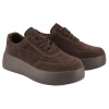 CAMBELL 26-13311BR PÓŁBUTY SKÓRZANE DAMSKIE SNEAKERSY  NA PLATFORMIE ZAMSZ brązowe