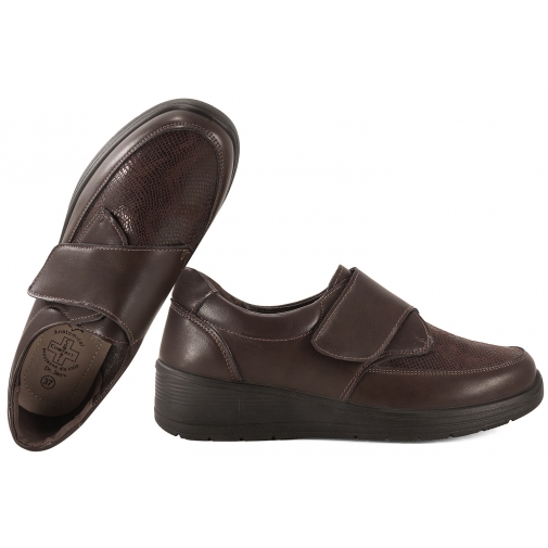 Dr.Jan M6-9 PÓŁBUTY DAMSKIE COMFORT Z RZEPEM PU brązowe