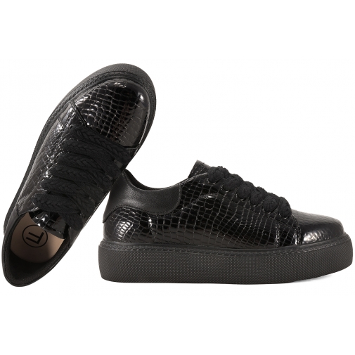 FILIPPO DP6119 SKÓRZANE PÓŁBUTY DAMSKIE SNEAKERSY NA PLATFORMIE czarne