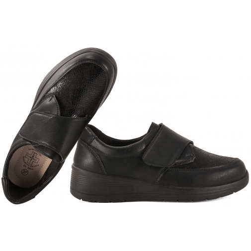 Dr.Jan M6-9 PÓŁBUTY DAMSKIE COMFORT Z RZEPEM PU czarne