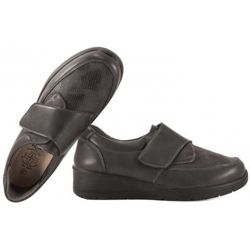 Dr.Jan M6-9 PÓŁBUTY DAMSKIE COMFORT Z RZEPEM PU c.szary