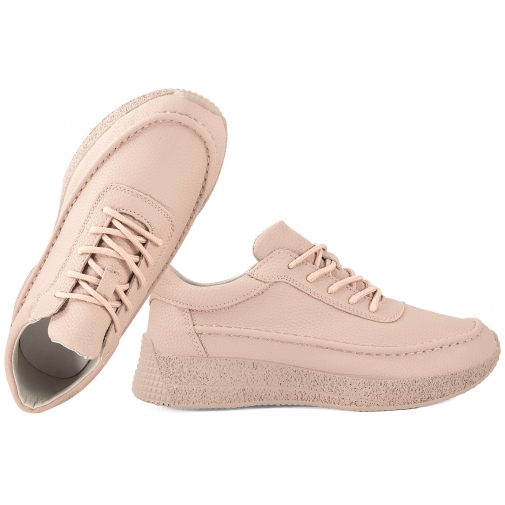 SERGIO LEONE SP-013F PÓŁBUTY SKÓRZANE SPORTOWE DAMSKIE SNEAKERSY pudrowy róż