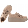 FILIPPO DP7987 SKÓRZANE PÓŁBUTY DAMSKIE SNEAKERSY ZAMSZOWE NA PLATFORMIE beżowe
