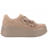 FILIPPO DP7987 SKÓRZANE PÓŁBUTY DAMSKIE SNEAKERSY ZAMSZOWE NA PLATFORMIE beżowe