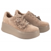 FILIPPO DP7987 SKÓRZANE PÓŁBUTY DAMSKIE SNEAKERSY ZAMSZOWE NA PLATFORMIE beżowe