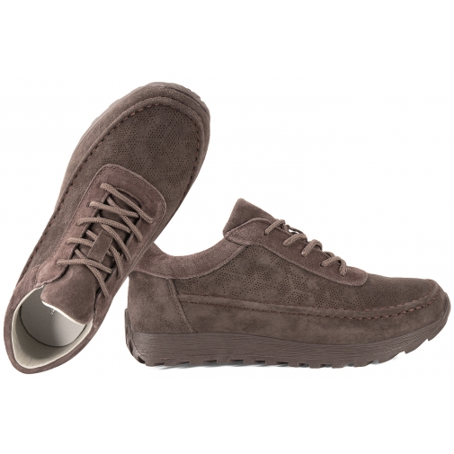 SERGIO LEONE SP-001F PÓŁBUTY SKÓRZANE DAMSKIE SNEAKERSY ZAMSZOWE choco