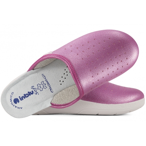 INBLU 50-33N KLAPKI DAMSKIE PEŁNE COMFORT SANITARNE KOTURN PU róż